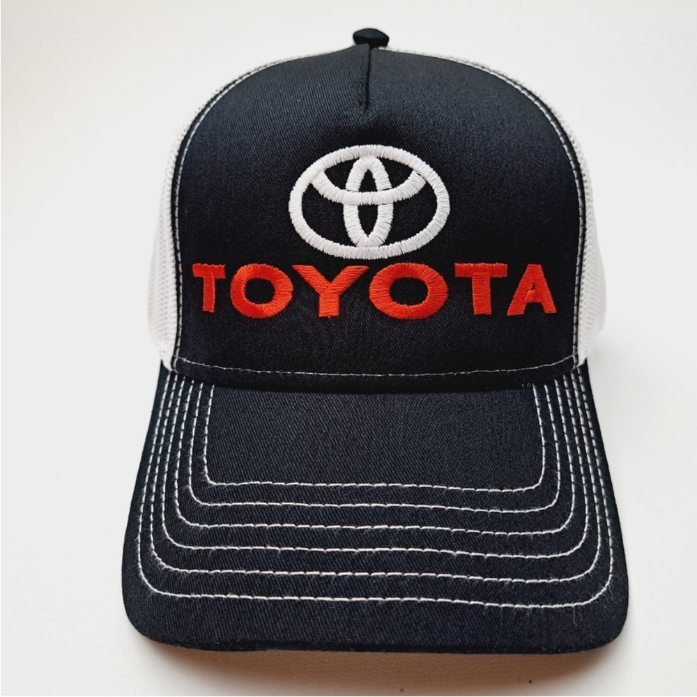 Curved Bill Trucker Mesh Snapback Cap Hat Black Embroidered